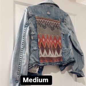 Denim jacket Aztec print